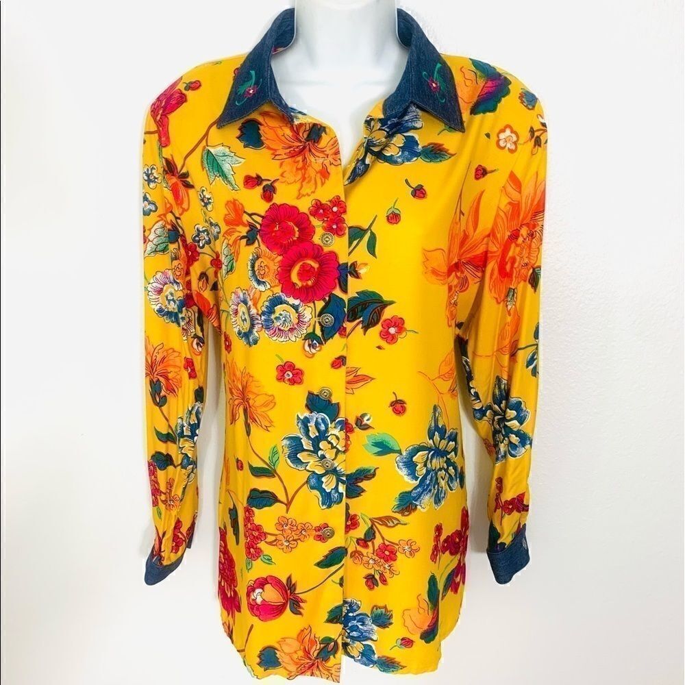 Vintage Floral Retro Bright Button Career Shirt